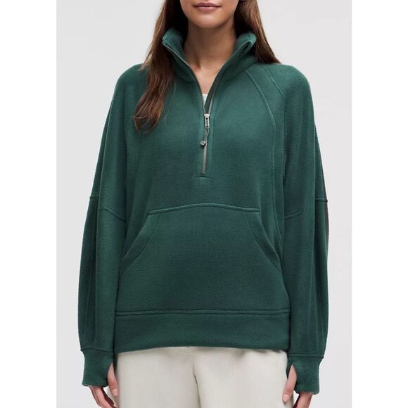Lululemon Thick Fleece scuba Half Zip Storm Teal funnel neck SWEATSHIRT sz XS/S - Picture 1 of 8